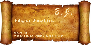 Behyna Jusztina névjegykártya